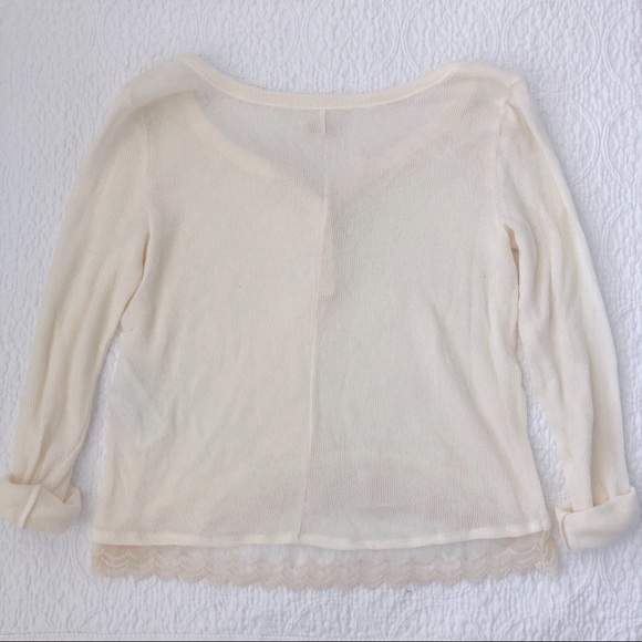 Hollister lace trim cream sweater - Picture 6 of 7